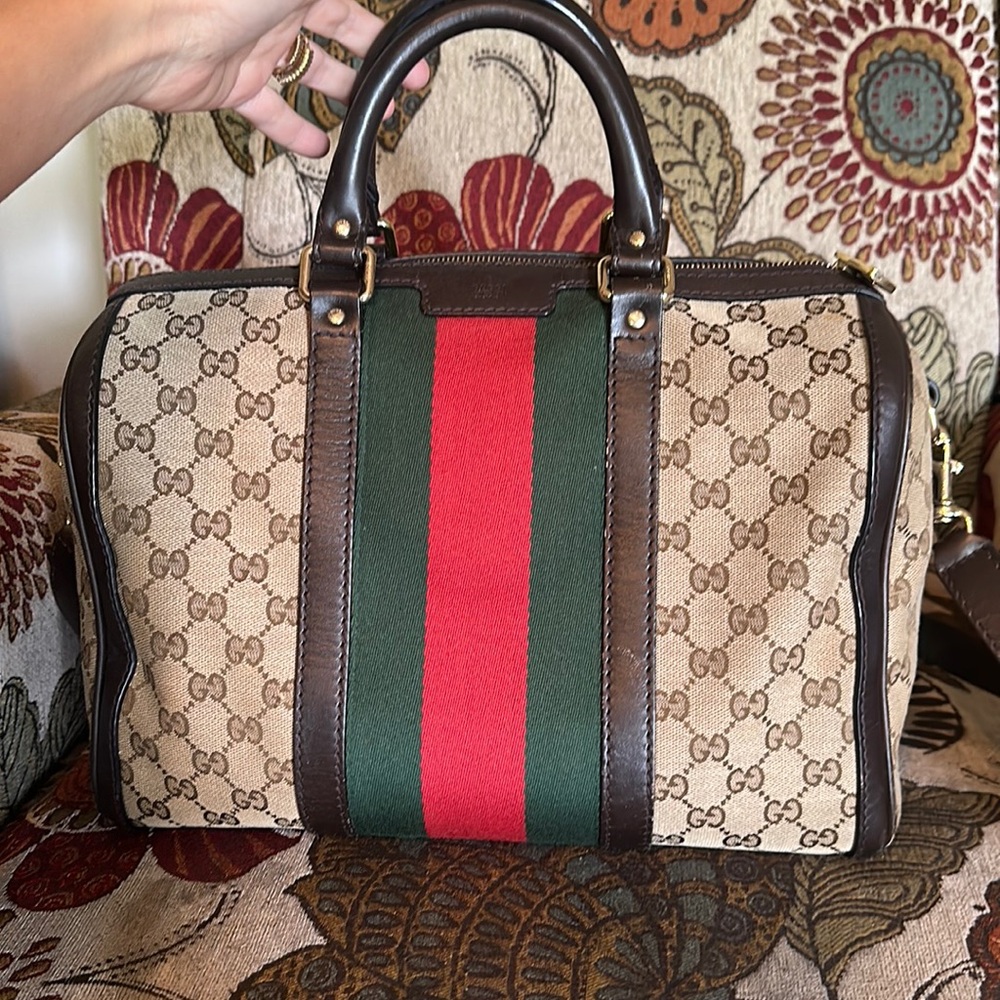 Gucci GG canvas medium web Boston bag